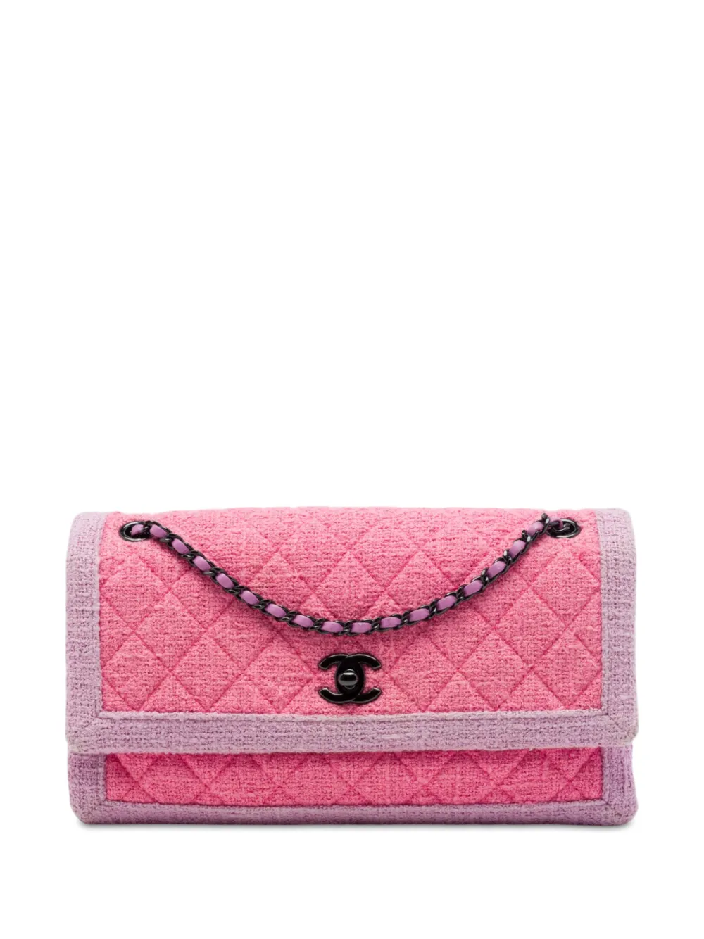 CHANEL Pre-Owned 2015-2016 CC Quilted Tweed Accordion Flap shoulder bag - Rosa