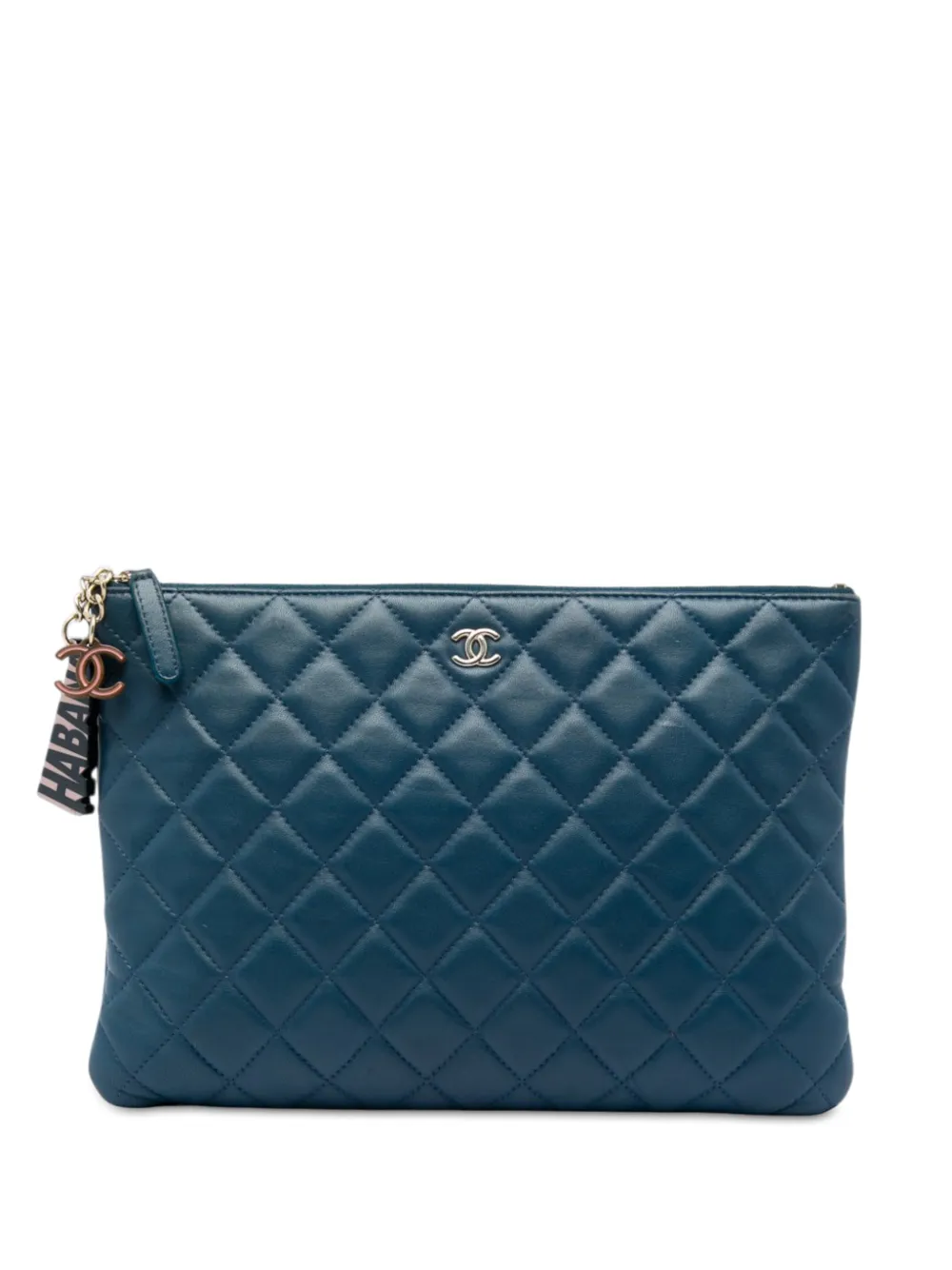 CHANEL Pre-Owned 2016-2017 Medium Quilted Lambskin Cuba La Habana O Case clutch bag - Blu