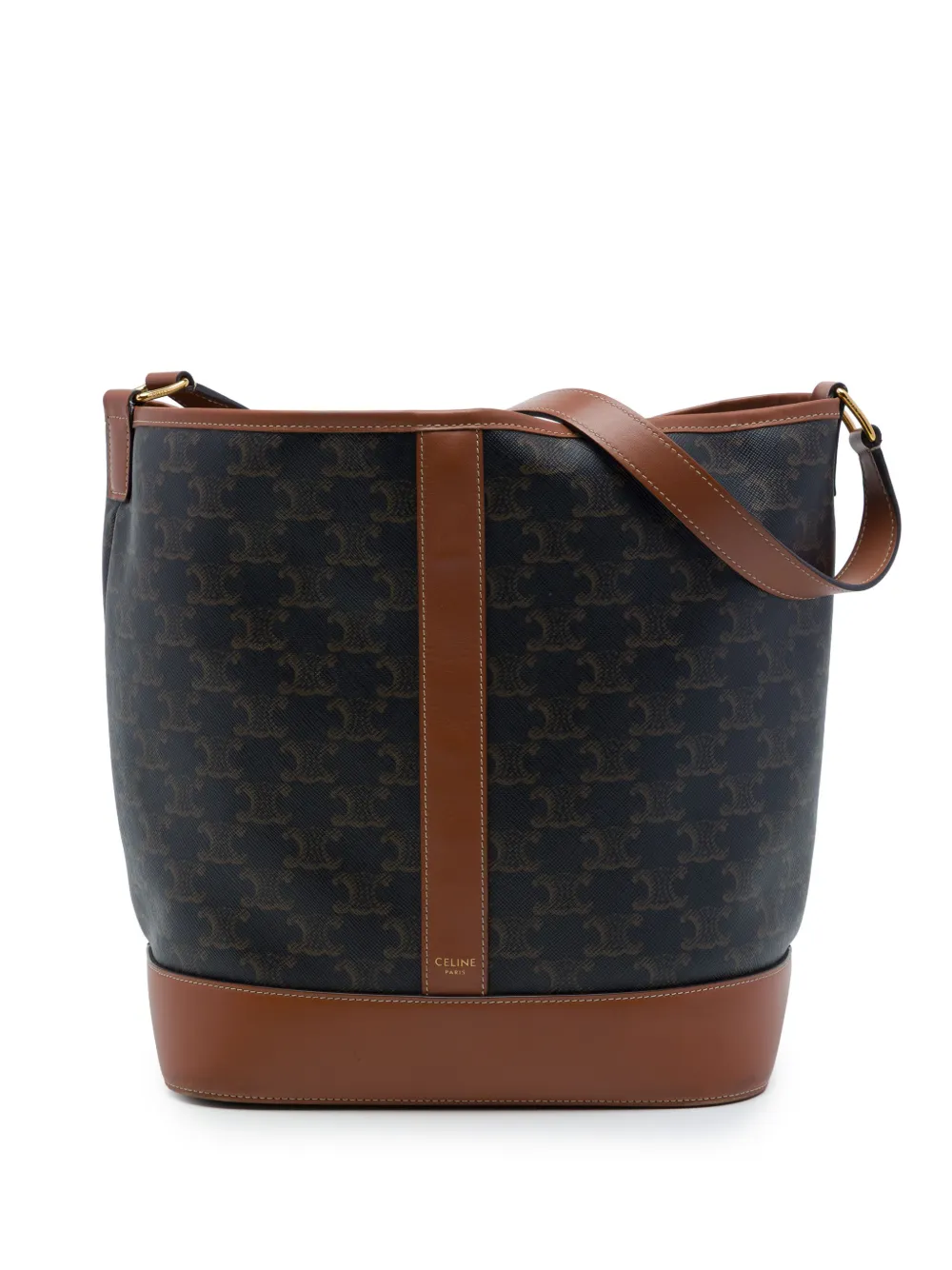 Celine Pre-Owned sac seau format moyen en toile enduite Triomphe (2023) - Marron Celine Pre-Owned sac seau format moyen en toile enduite Triomphe (2023) - Marron