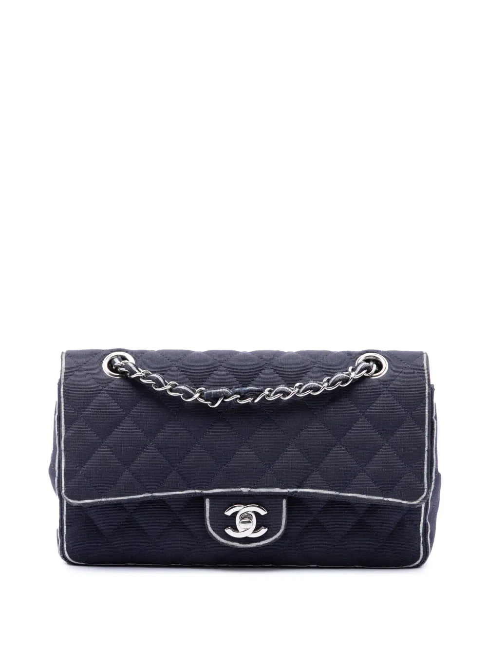 CHANEL Pre-Owned 2014 Medium Classic Printed Grosgrain Double Flap shoulder bag - Blu