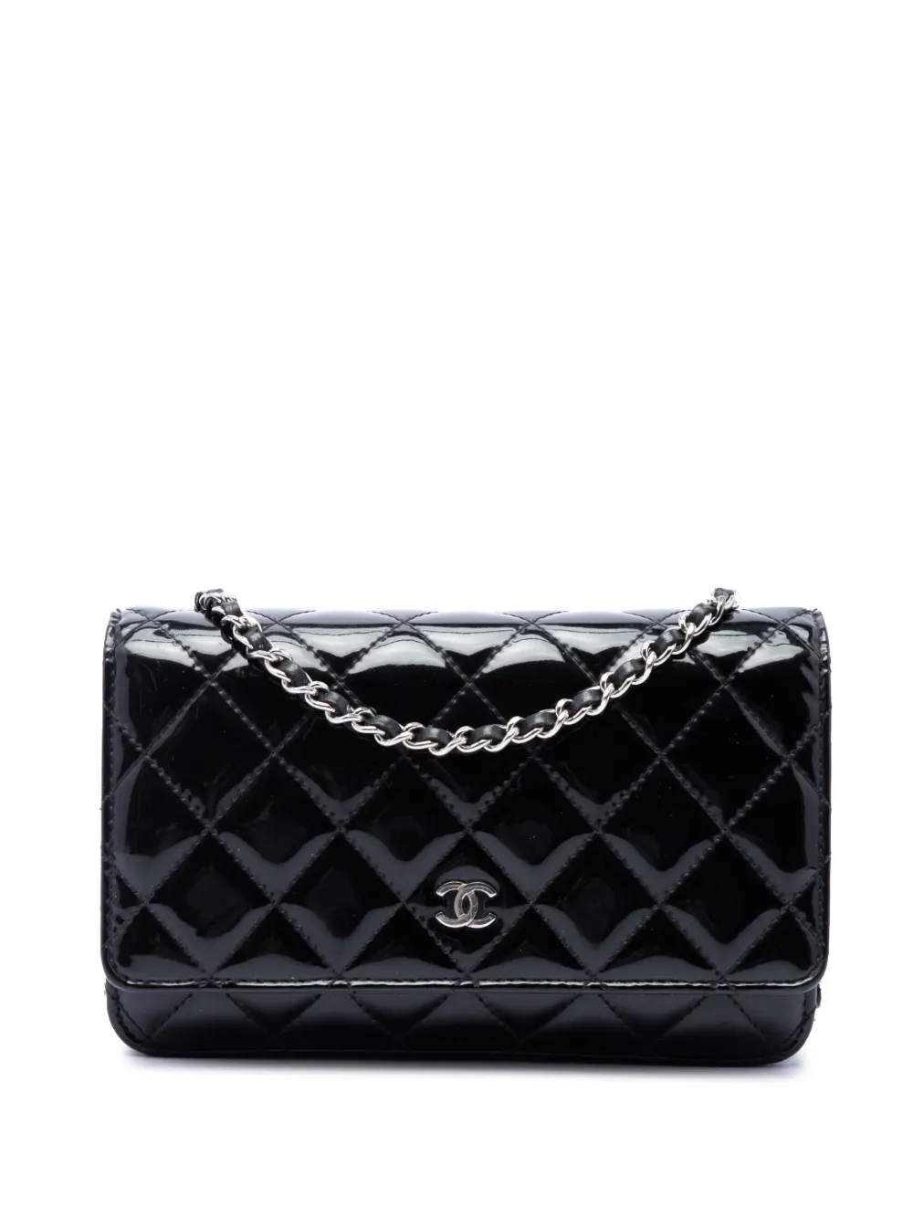 CHANEL Pre-Owned 2015-2016 CC Quilted Patent Wallet On Chain crossbody bag - Nero