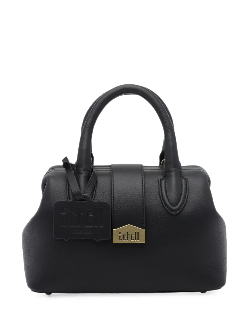 Schell Logo-plaque Pebbled-leather Tote Bag In Black