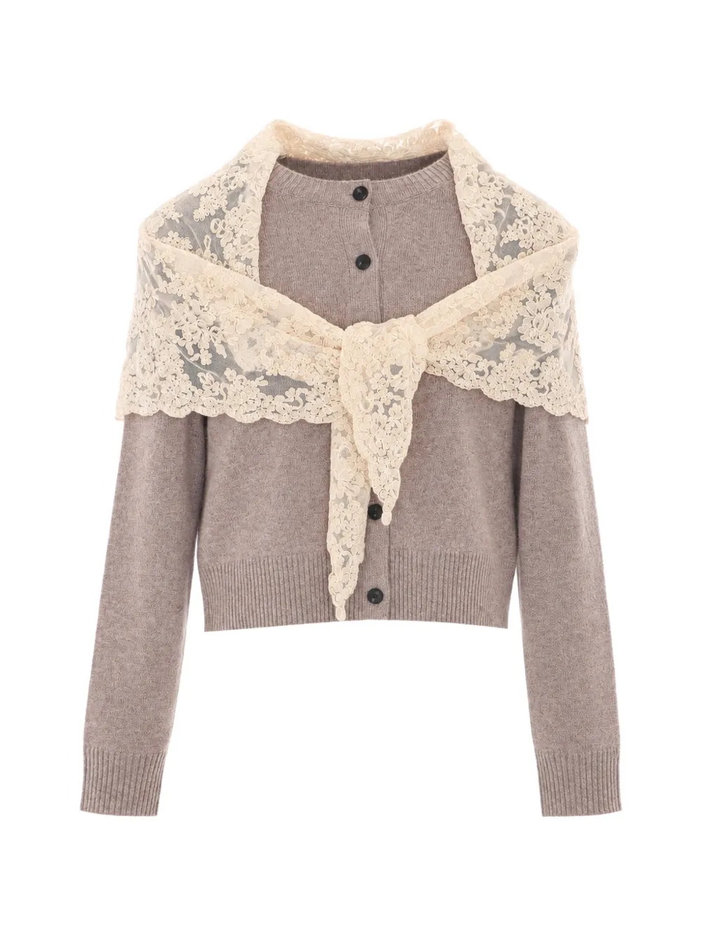 Sea Kirra lace-overlay cardigan - Brown