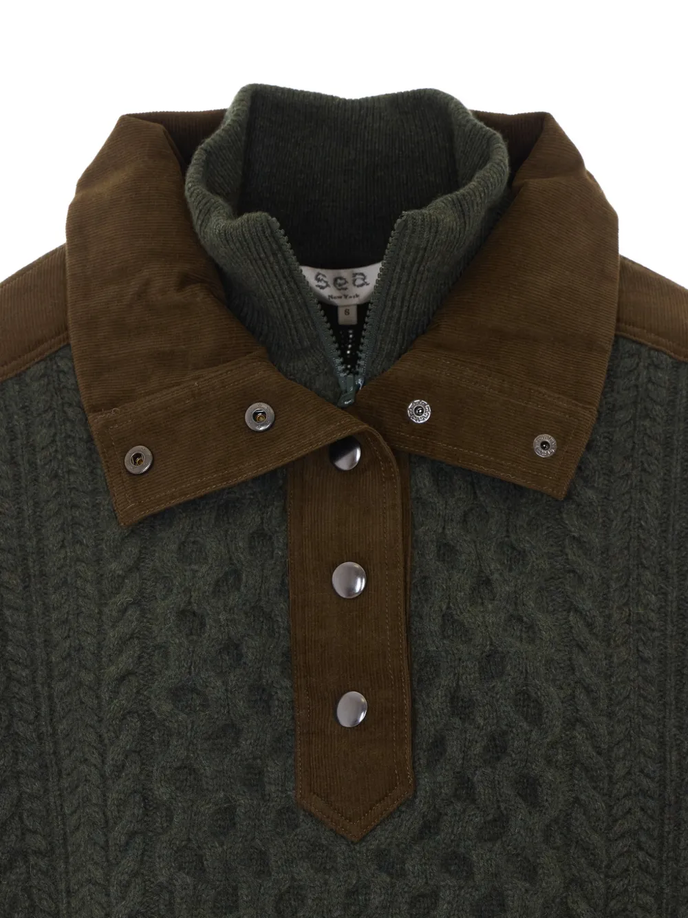Sea cable-knit corduroy-trim sweater Bruin