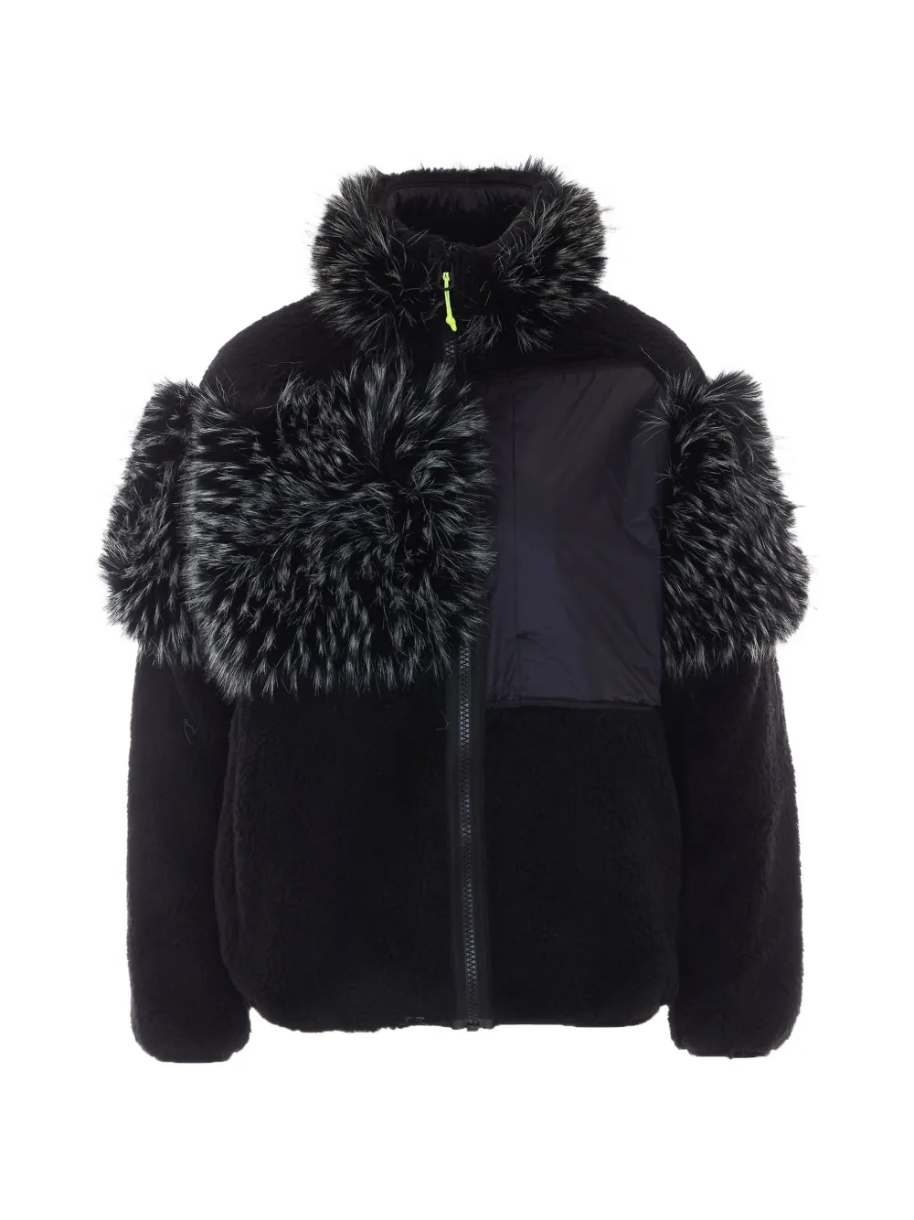 JETSET Axi faux-fur trim fleece jacket - Schwarz