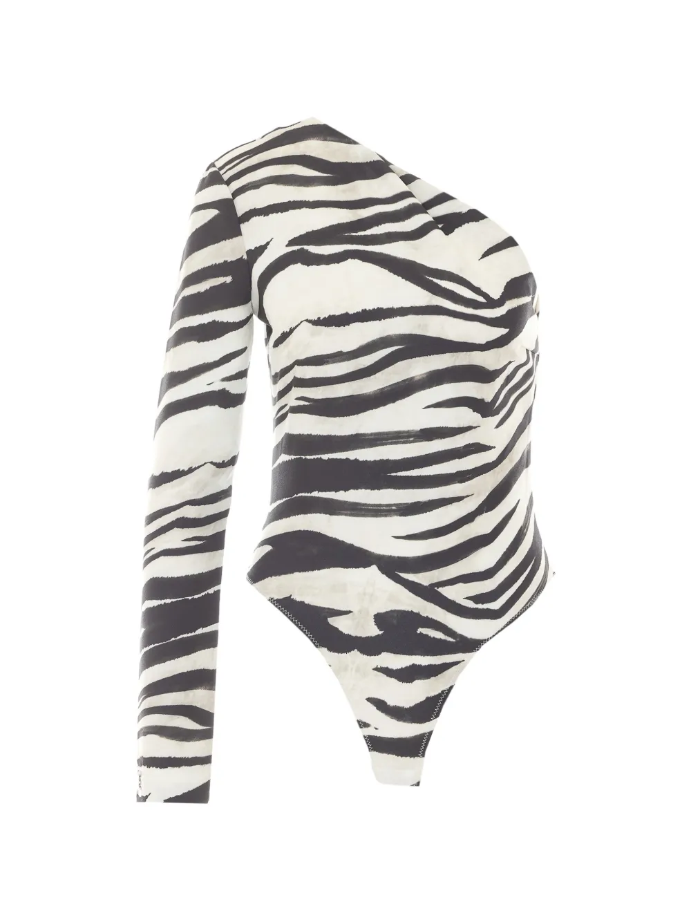 Patrizia Pepe zebra-print one-shoulder bodysuit Wit