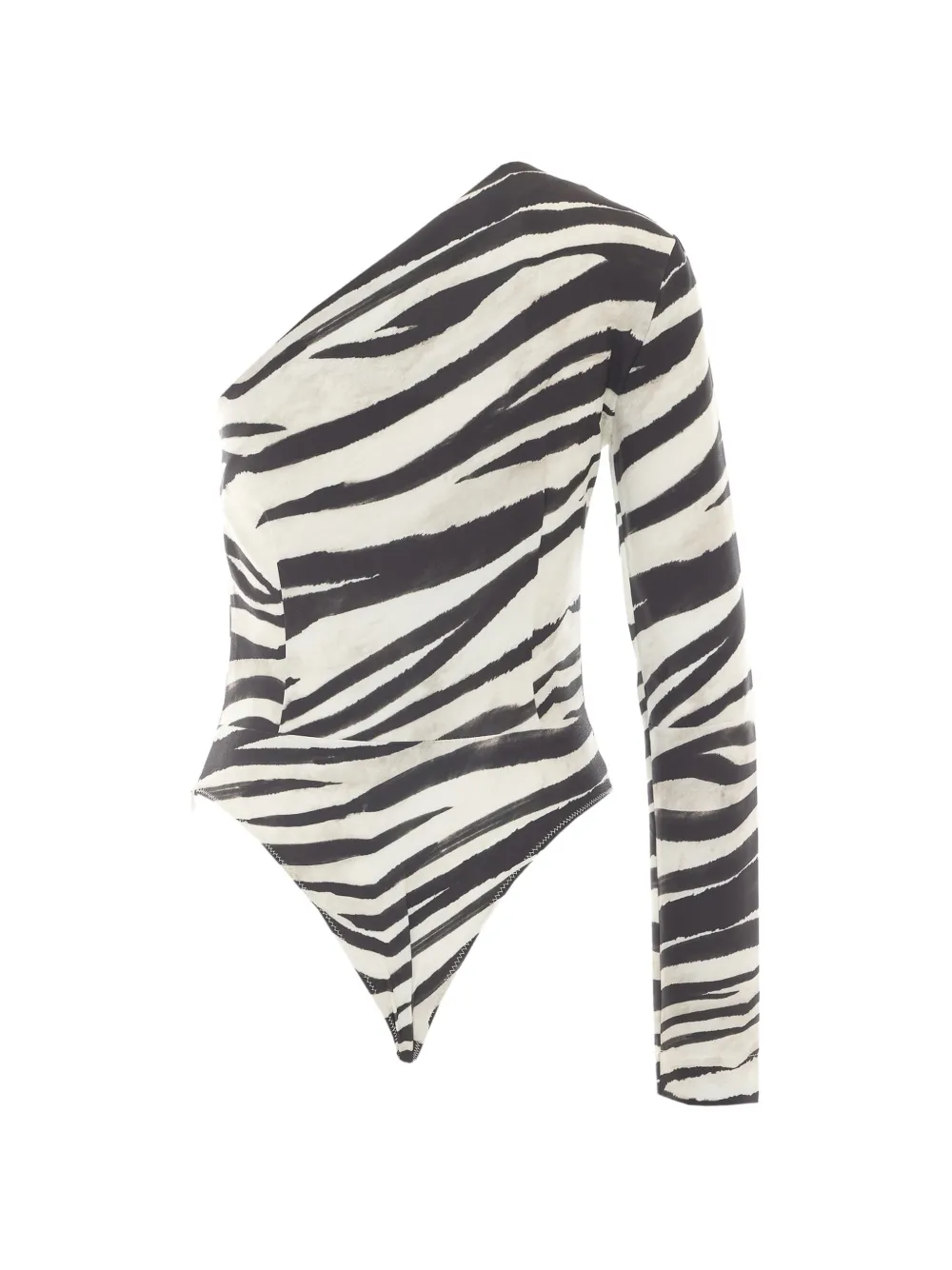 Patrizia Pepe zebra-print one-shoulder bodysuit Wit