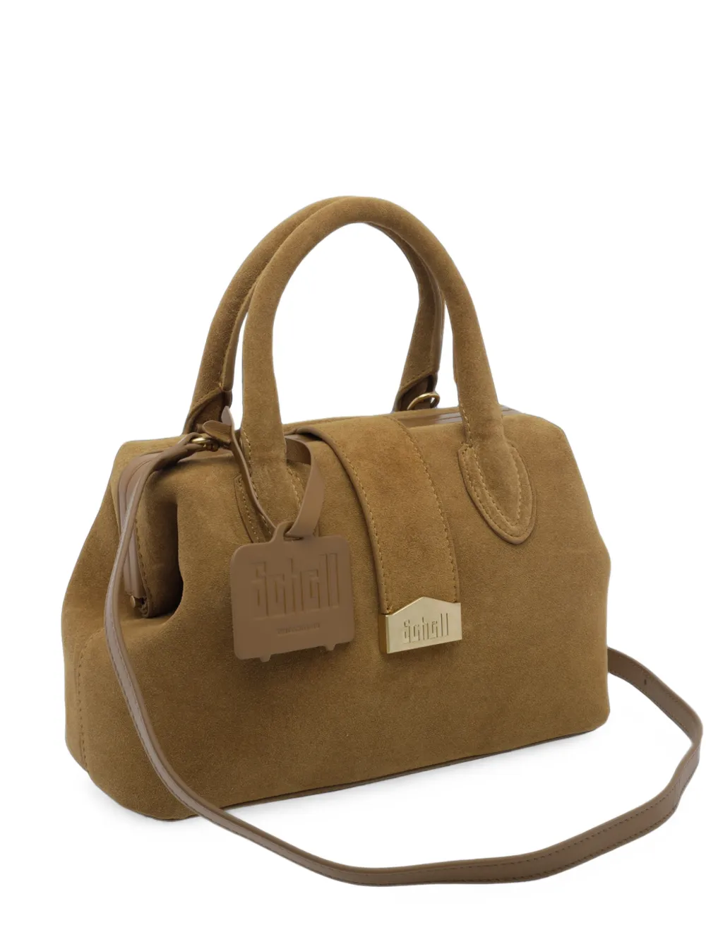 Schell Suede Logo-plaque Tote Bag In Brown