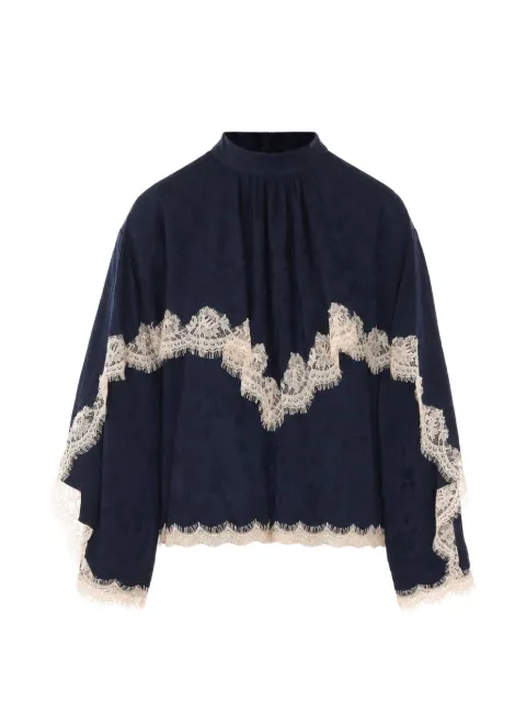 Sea lace-trimmed jacquard shirt
