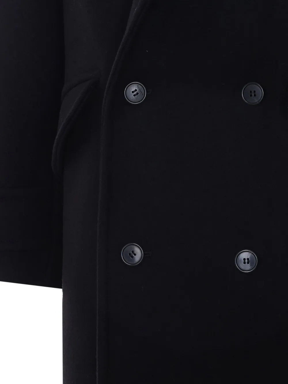 Lanvin Jas met ceintuur en dubbele rij knopen Zwart