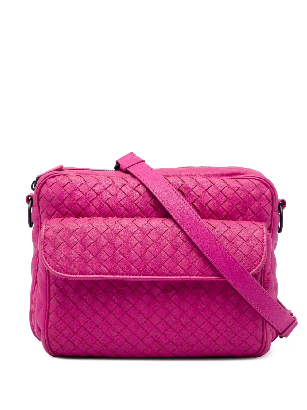 Bottega Veneta Pre-Owned sacoche à bandoulière en cuir nappa Intrecciato à poche avant (2012-2026) - Rose Bottega Veneta Pre-Owned sacoche à bandoulière en cuir nappa Intrecciato à poche avant (2012-2026) - Rose