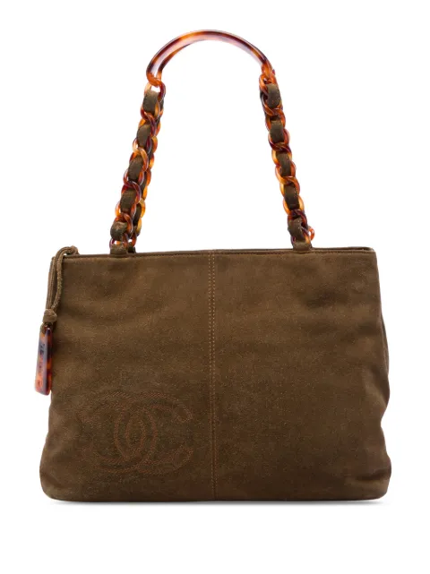CHANEL Pre-Owned 1997-1999 CC Suede Tortoise Chain tote bag