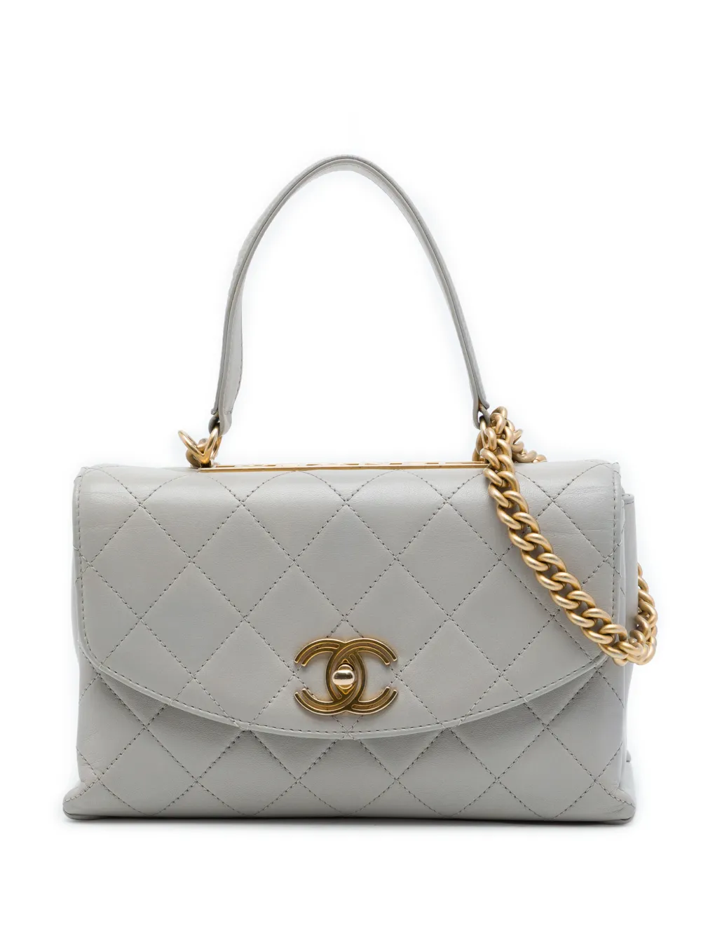 CHANEL Pre-Owned 2019 Medium Lambskin Trendy Spirit Top Handle Bag satchel - Grigio