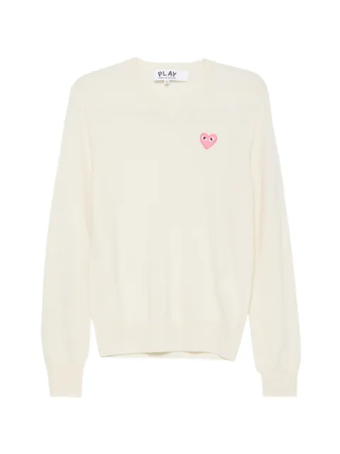 Comme Des Garçons Play Heart patch V-neck sweater