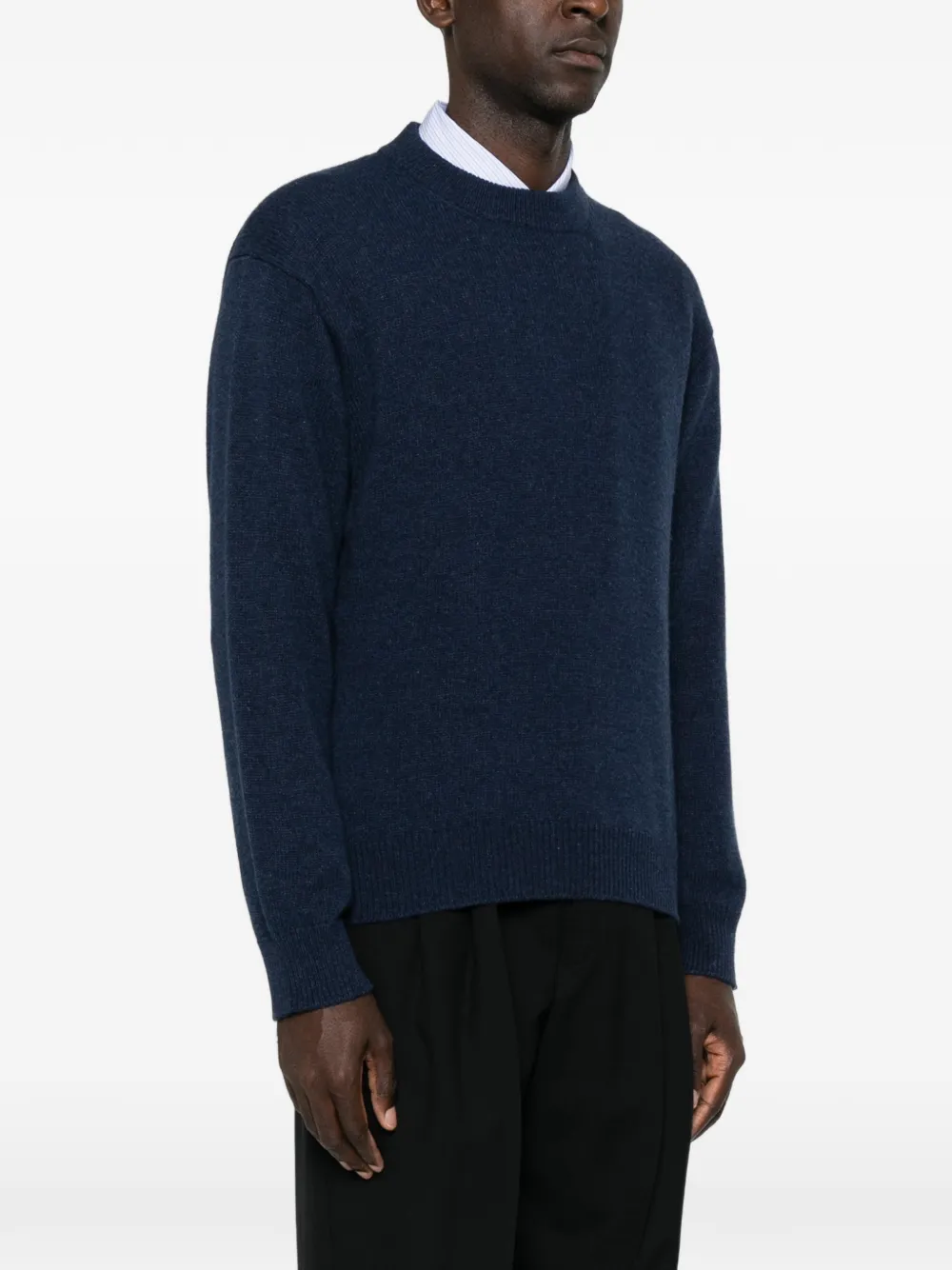 Prada Gebreide trui met driehoekig logo Blauw