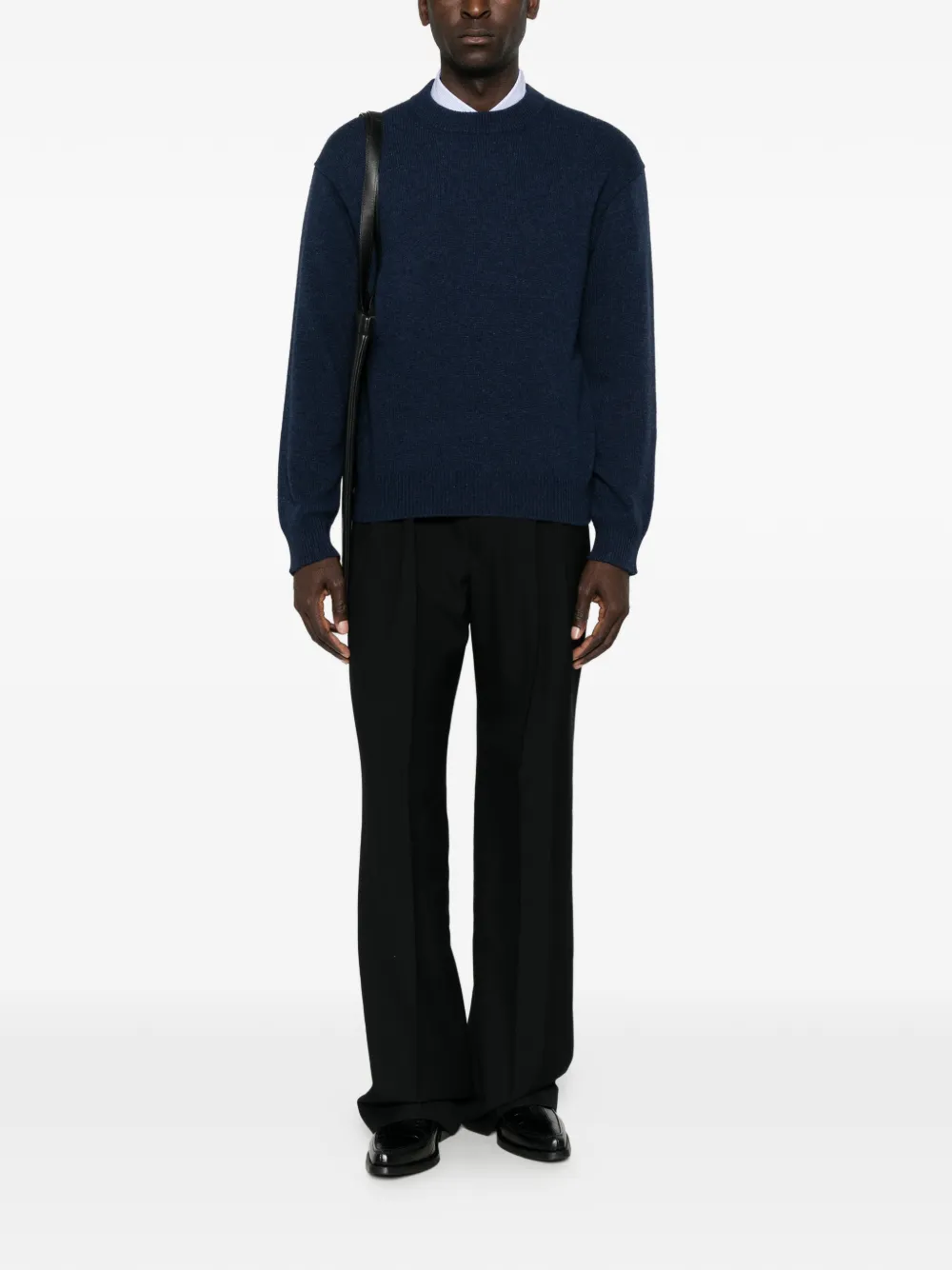 Prada Gebreide trui met driehoekig logo Blauw