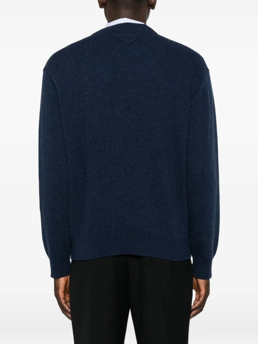 Prada Gebreide trui met driehoekig logo Blauw