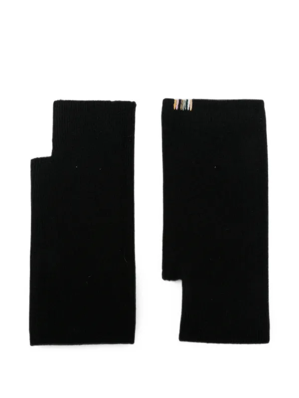 Extreme Cashmere Moufle Ribbed-knit Fingerless Gloves in Black