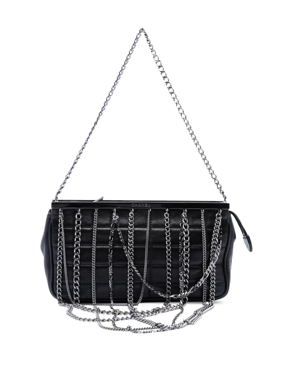 CHANEL Pre-Owned 2003-2004 Chocolate Bar Lambskin Multi Chain Frame Clutch shoulder bag - Nero