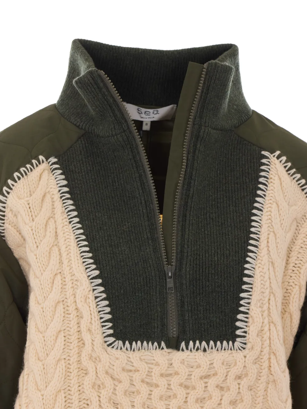 Sea quilted cable-knit sweater Groen