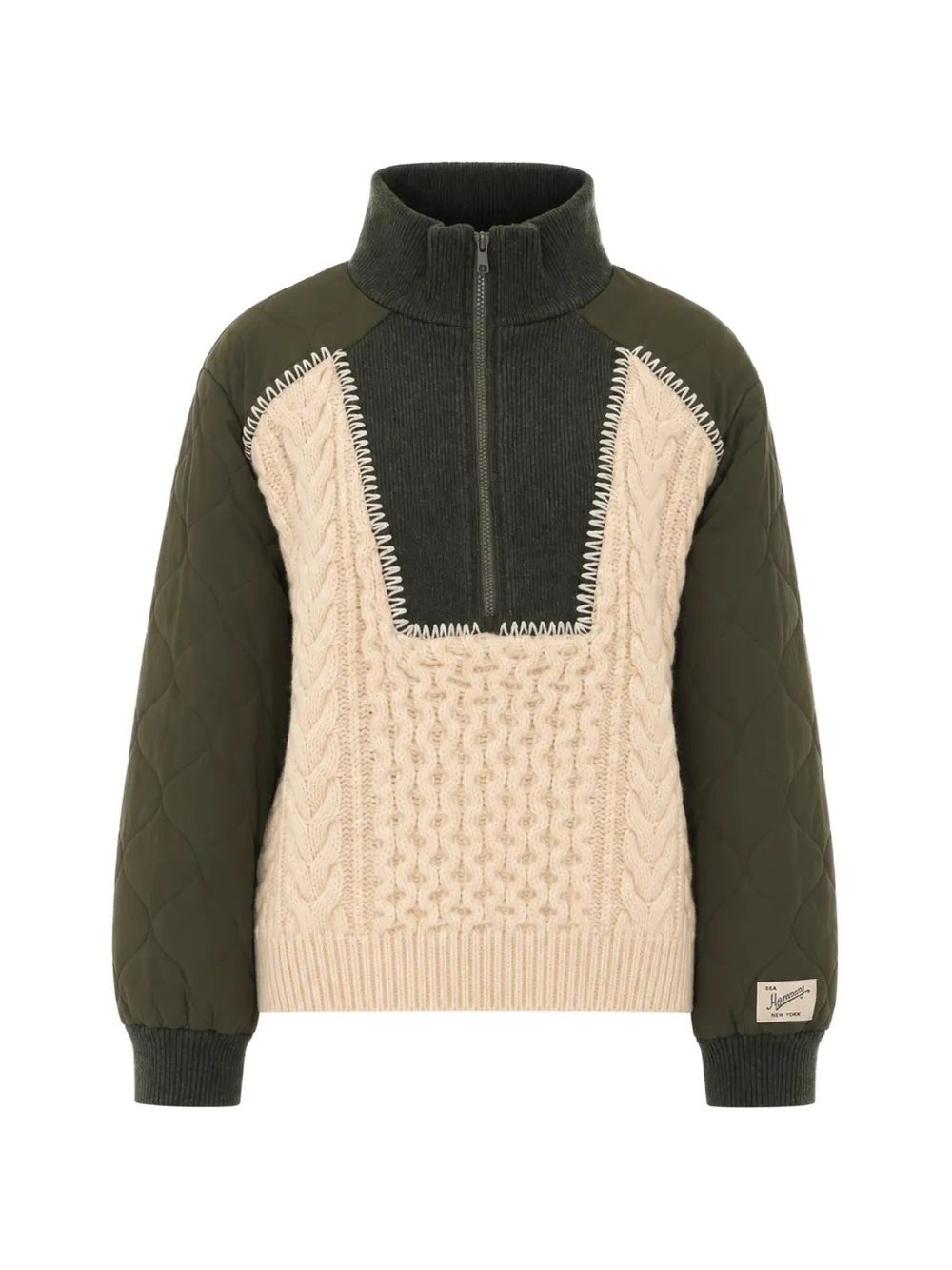 Sea Quilted Cable-knit Sweater In Green