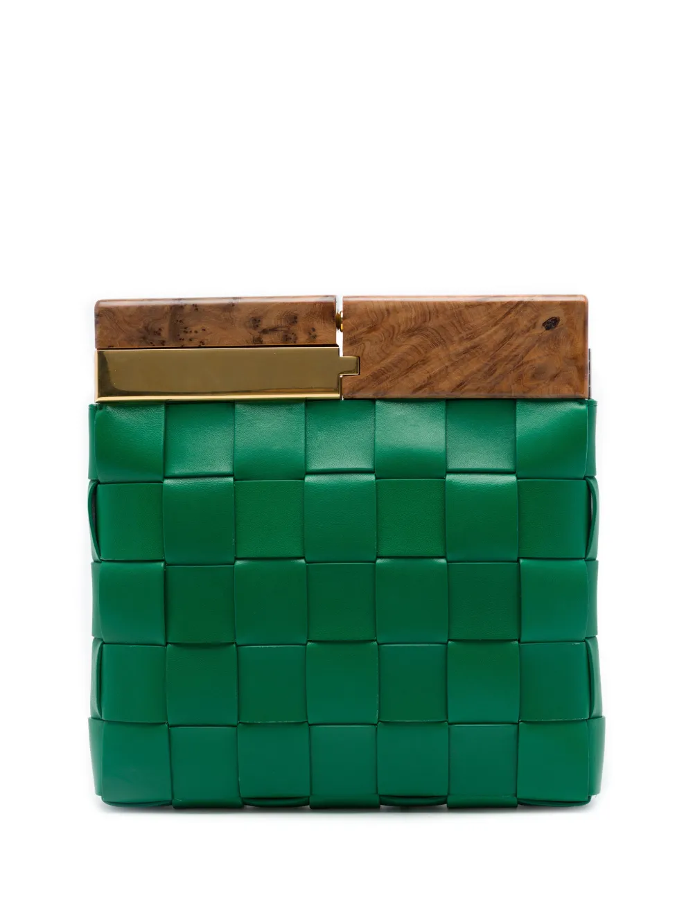 Bottega Veneta Pre-Owned 2012-2026 maxi Intrecciato The Snap Clutch aus Lammleder - Grün