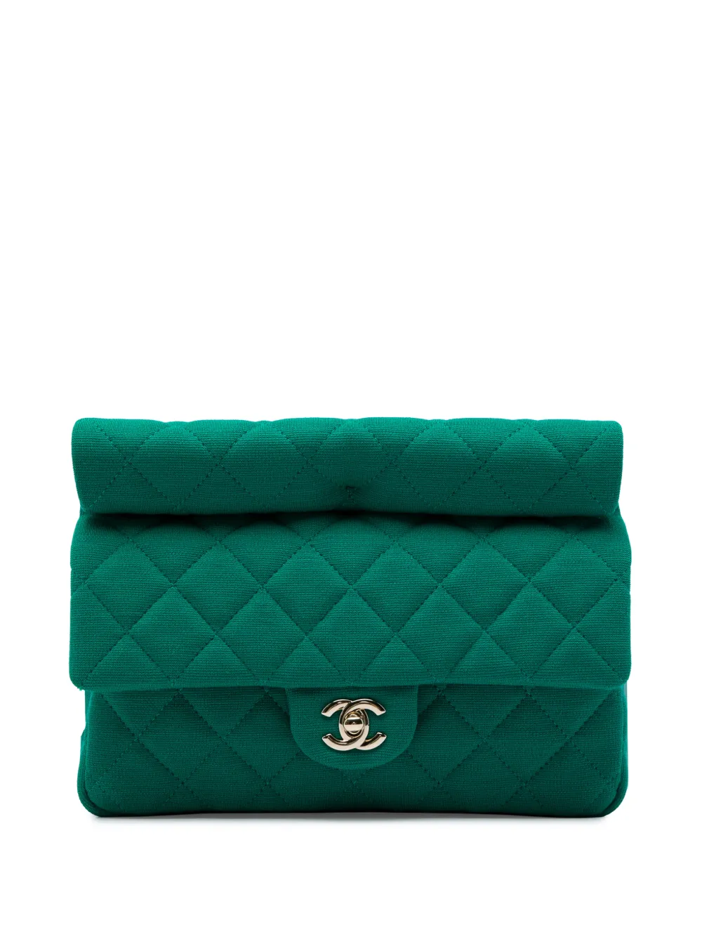 CHANEL Pre-Owned 2021-2026 CC Roll Clutch aus gestepptem Jersey - Grün