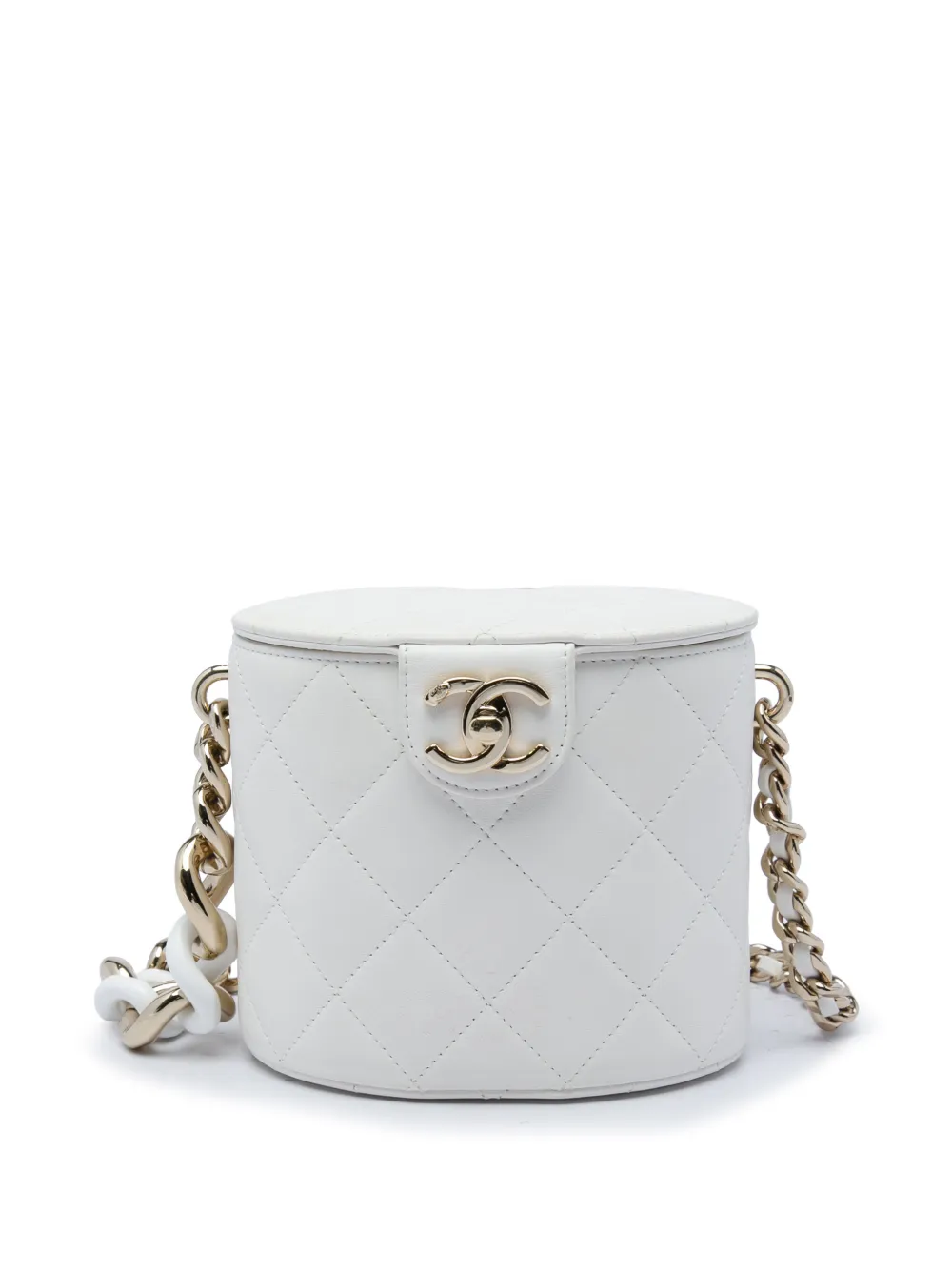 CHANEL Pre-Owned 2019 CC Lambskin Elegant Chain Vanity Case crossbody bag - Bianco