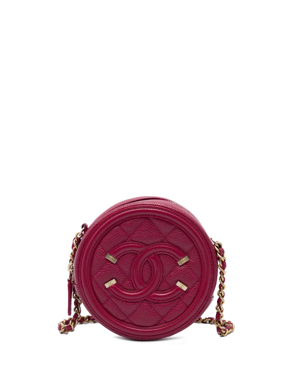 CHANEL Pre-Owned 2018-2019 runde CC Filigree Umhängetasche - Rot