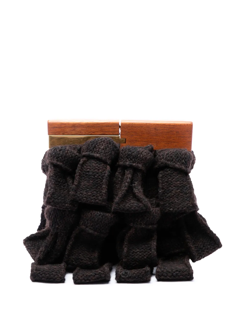 Bottega Veneta Pre-Owned pochette The Snap en grosse maille à volants et maxi intrecciato (2012-2026) - Marron