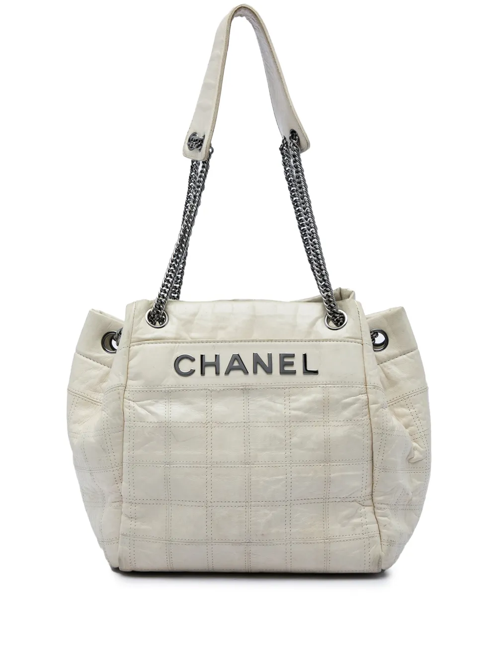 CHANEL Pre-Owned 2006-2008 Chocolate Bar Lambskin LAX Accordion shoulder bag - Bianco