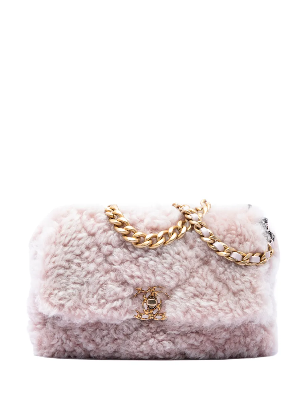 CHANEL Pre-Owned 2020 Medium Shearling 19 Flap satchel - Pink