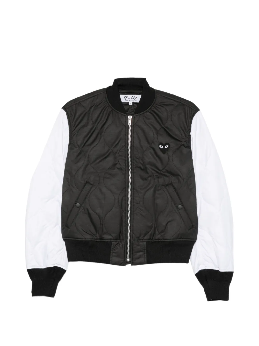 Comme Des Garçons Play Quilted Logo-print Jacket In White