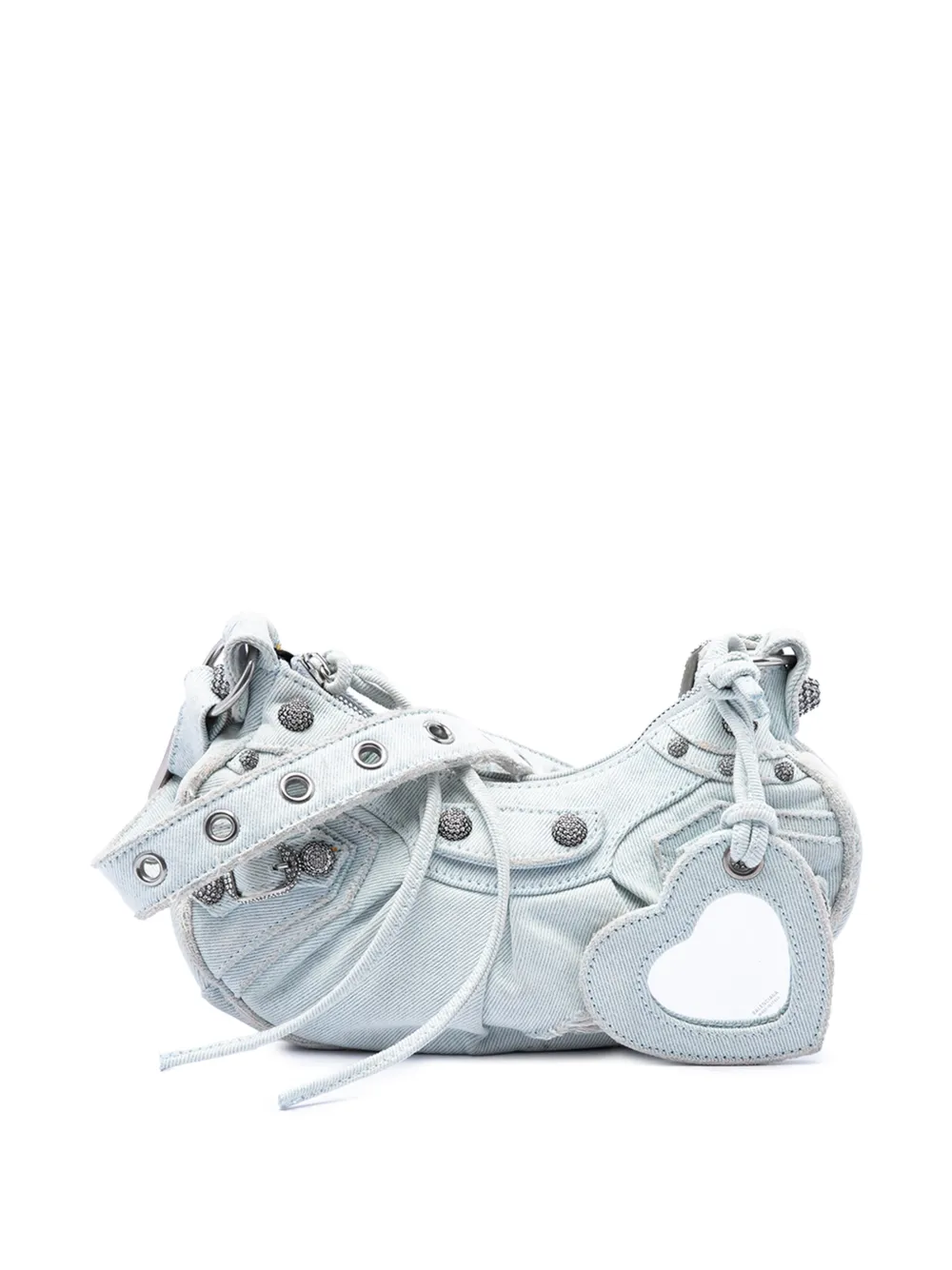 Balenciaga Pre-Owned 2010 ausgeblichene Motocross Le Cagole XS Umhängetasche aus Denim mit Kristallen - Blau