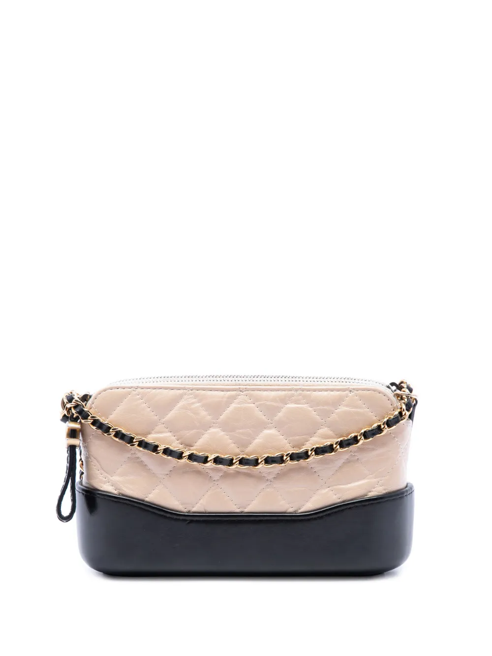 CHANEL Pre-Owned 2018 Bicolor Aged Calfskin Gabrielle Double Zip Clutch with Chain crossbody bag - Black