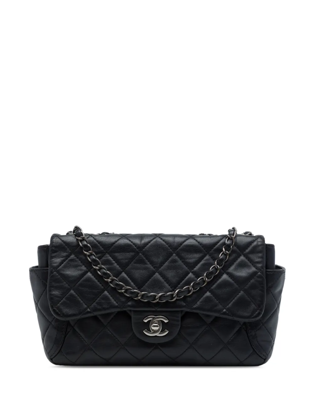 CHANEL Pre-Owned 2014-2015 Medium Quilted Lambskin Around Pockets Flap crossbody bag - Nero