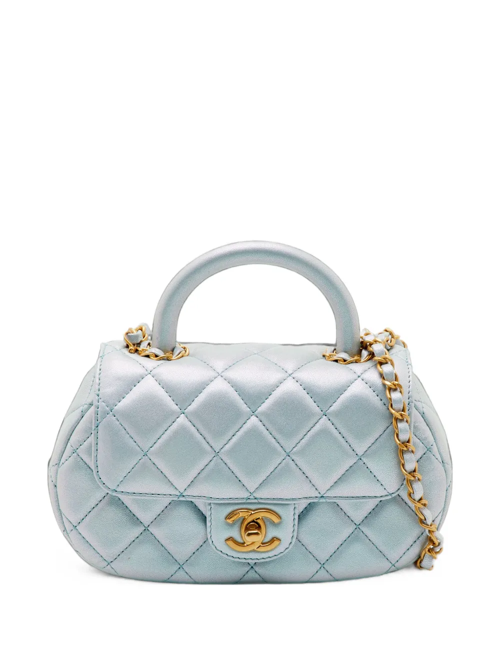 CHANEL Pre-Owned 2021 24C quilted iridescent crossbody bag - Blu