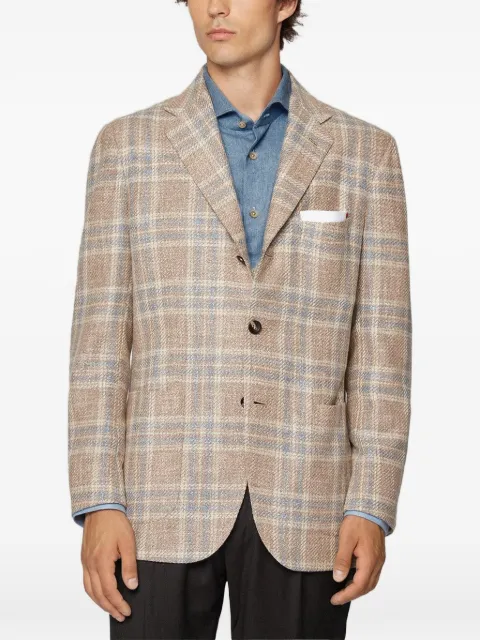 Kiton checked single-breasted jacket