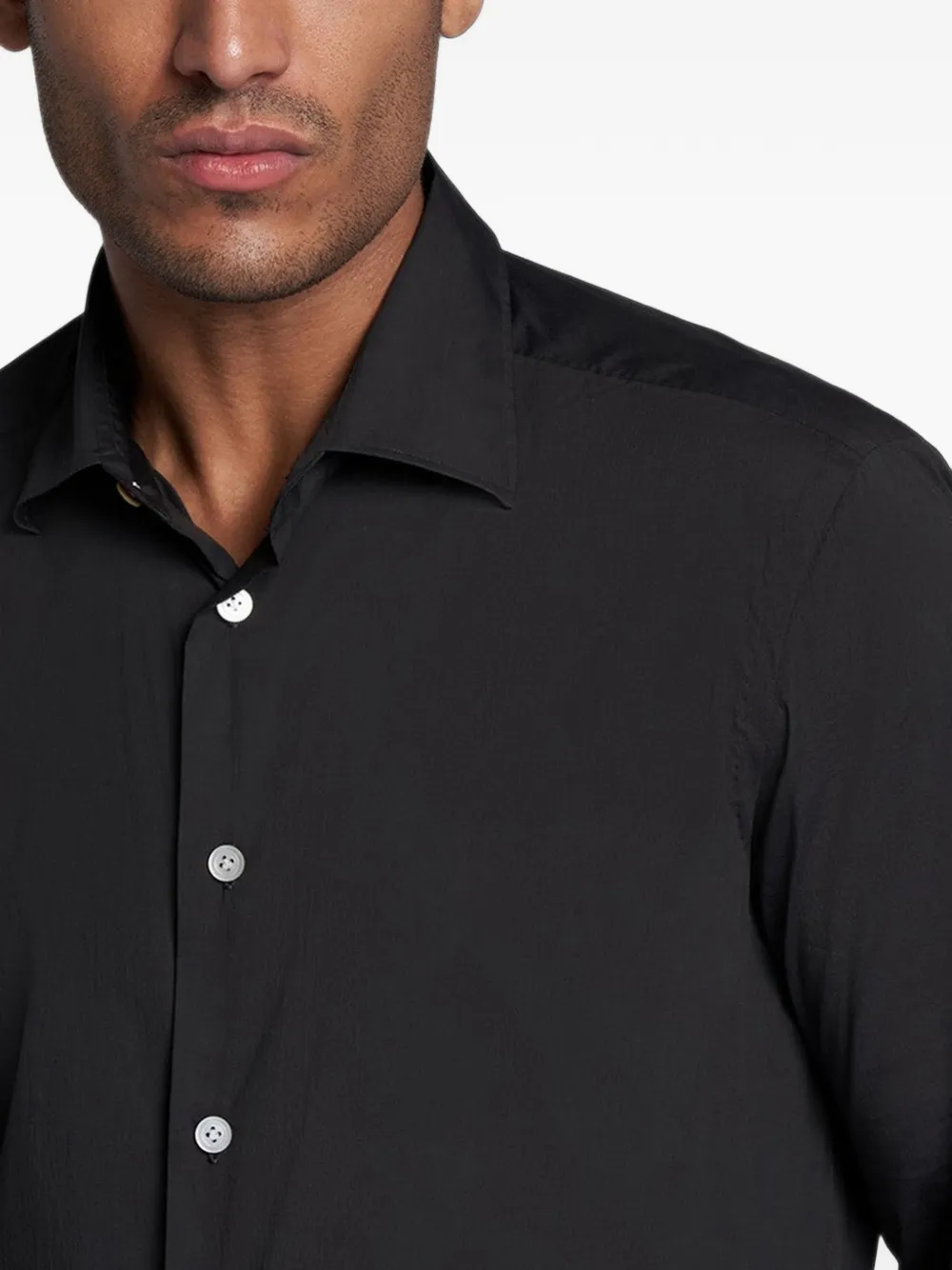Kiton Overhemd met parelmoeren knoop Zwart