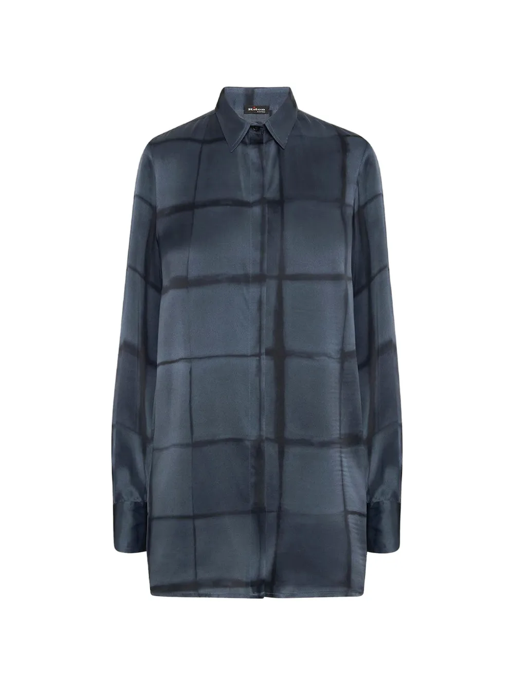 Kiton Seidenhemd mit Print - Blau