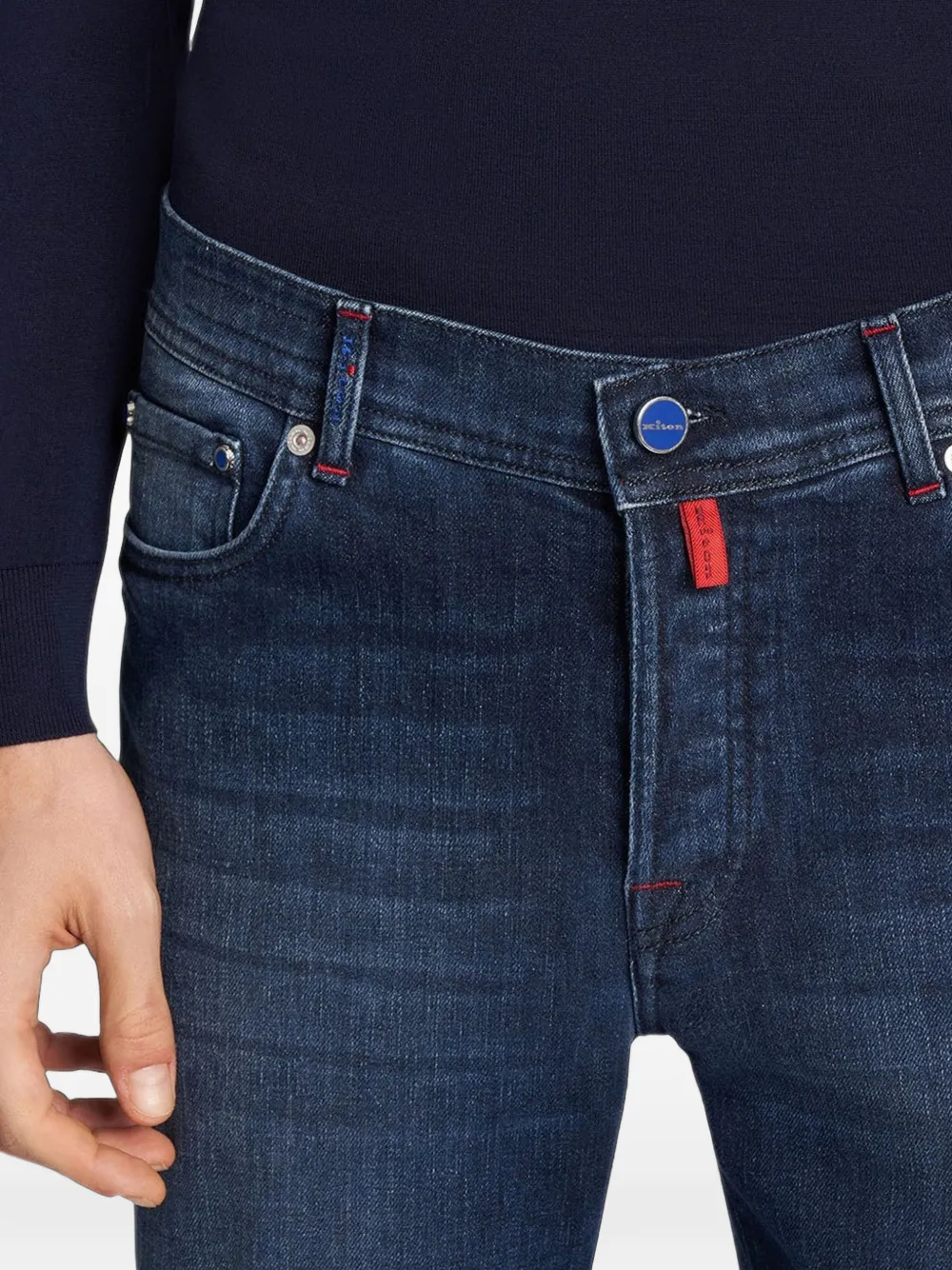 Kiton Slim-fit jeans Blauw