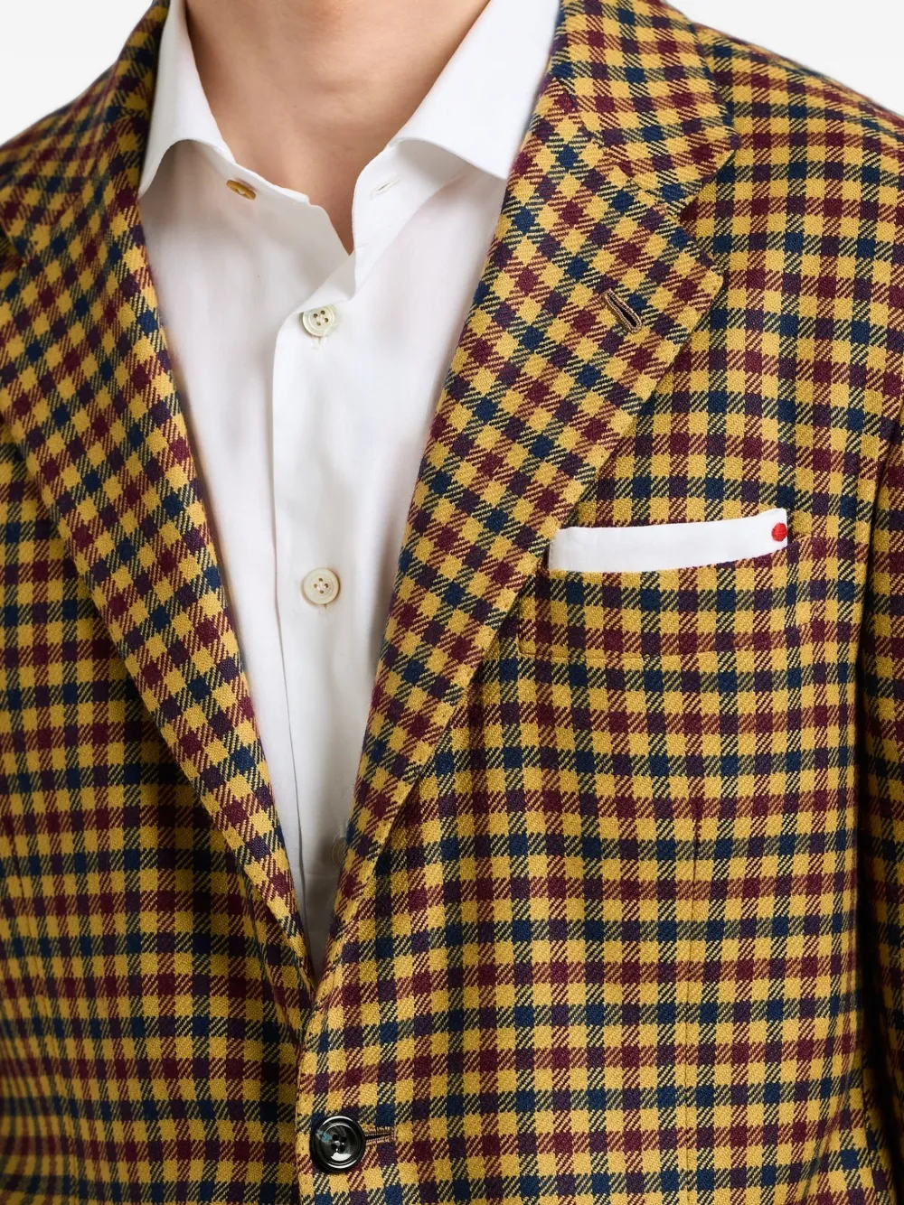 Kiton Blazer met enkele rij knopen Geel