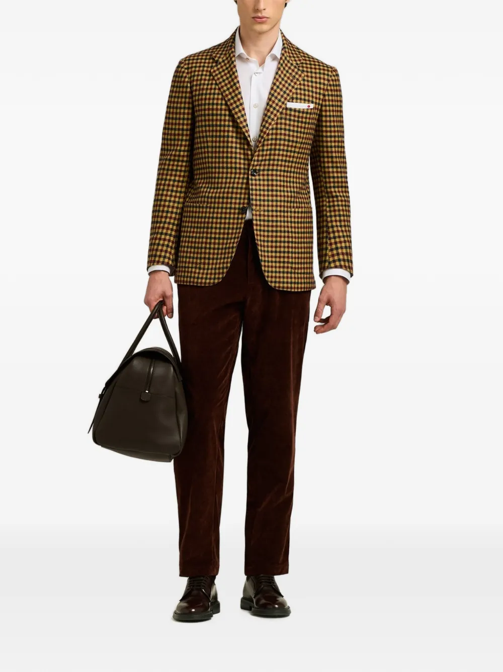 Kiton Blazer met enkele rij knopen Geel