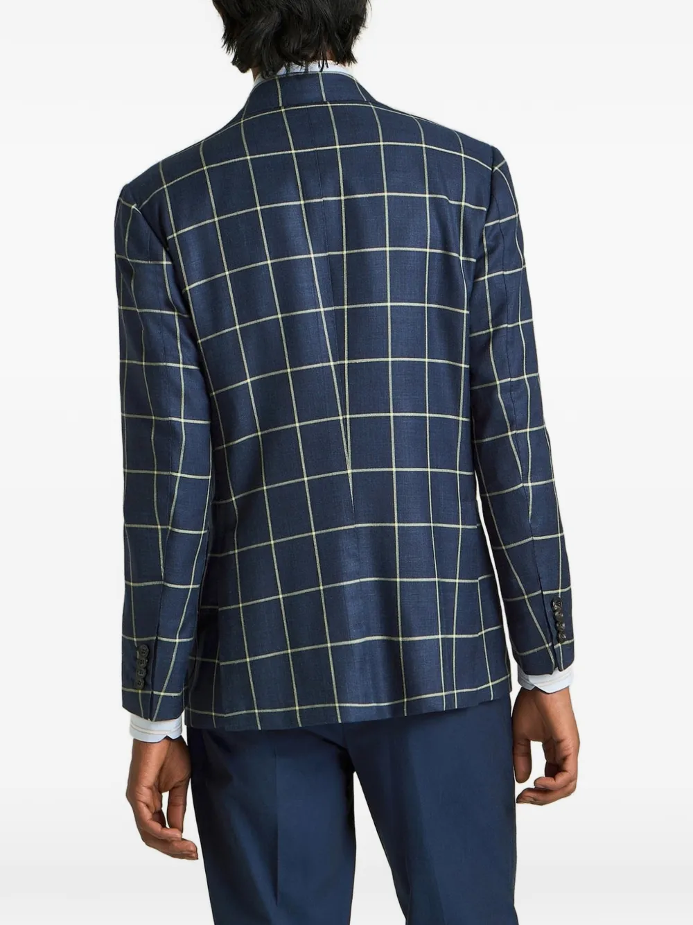 Kiton Geruite blazer Blauw
