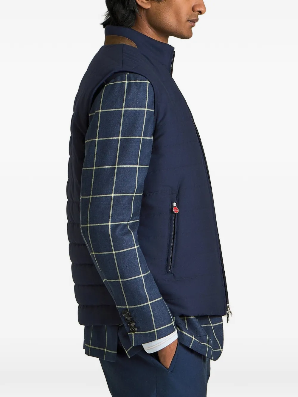 Kiton Geruite blazer Blauw
