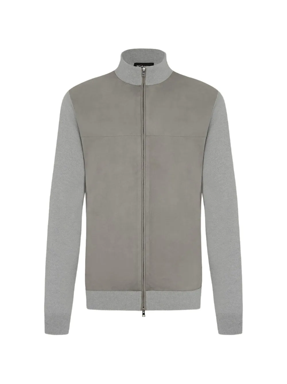 Kiton Sweater met suède vlakken Grijs