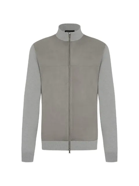 Kiton suede-panelled sweatshirt
