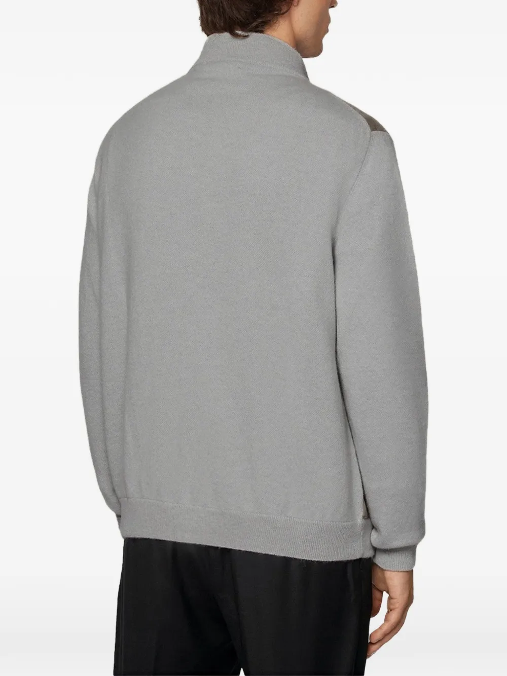 Kiton Sweater met suède vlakken Grijs