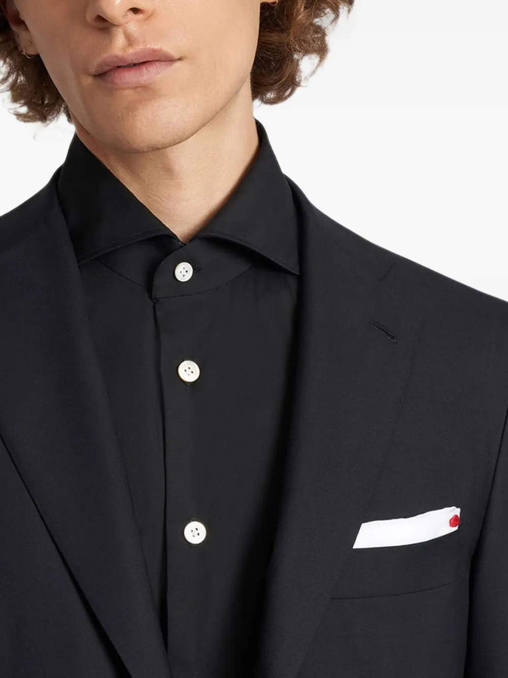 Kiton Blue Diamond blazer met enkele rij knopen Zwart