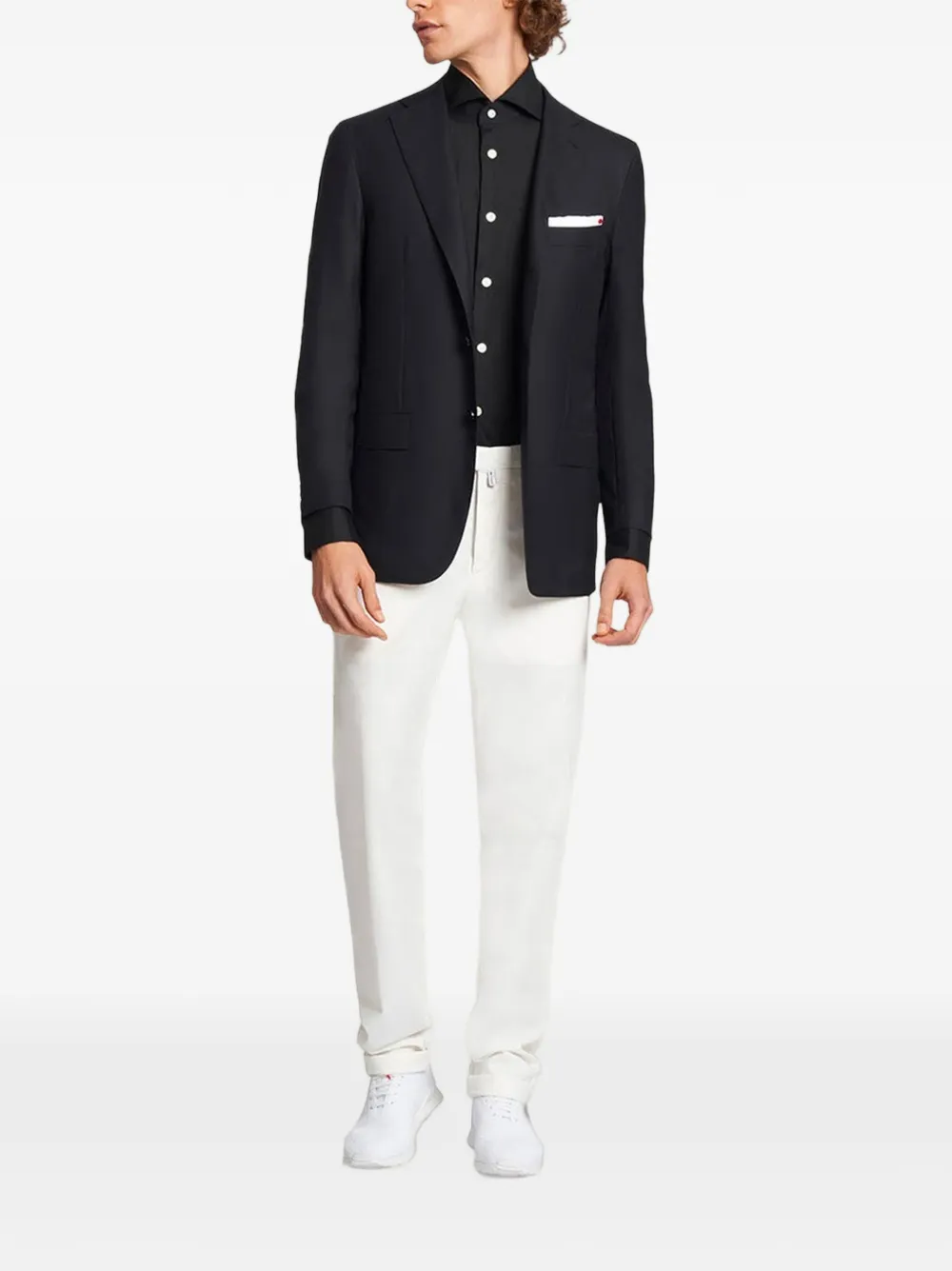 Kiton Blue Diamond blazer met enkele rij knopen Zwart
